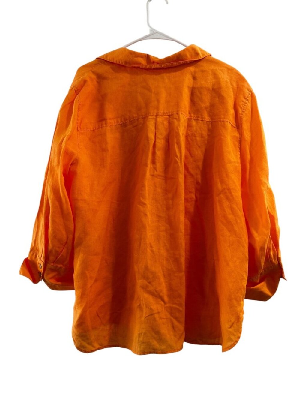 Chicos 100% Linen Button Down Shirt Tunic Womens 2XL 4 Orange Lagenlook Coastal - Picture 4 of 15